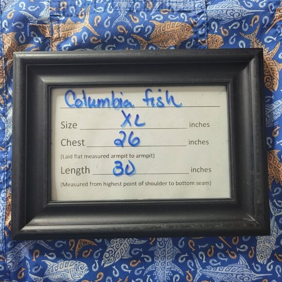 Columbia Fishing Shirt Button Down Mens XL Deep Sea Ocean Sword Tuna Hawaiian - Picture 6 of 13